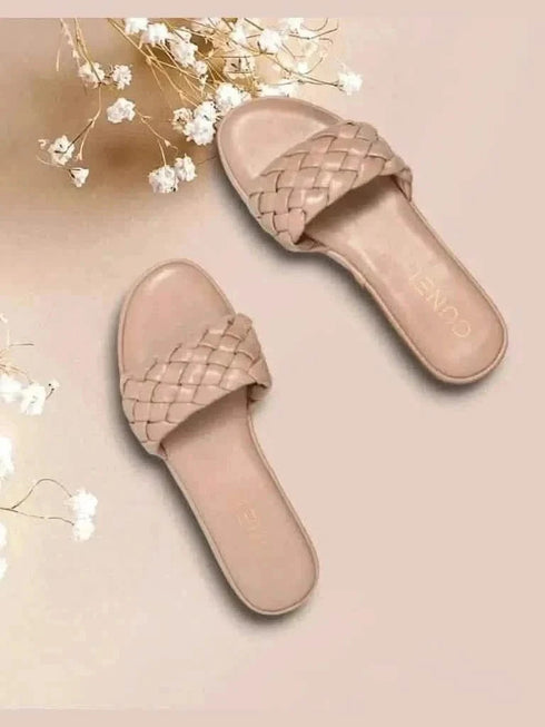 Womens Braided Peach Flats
